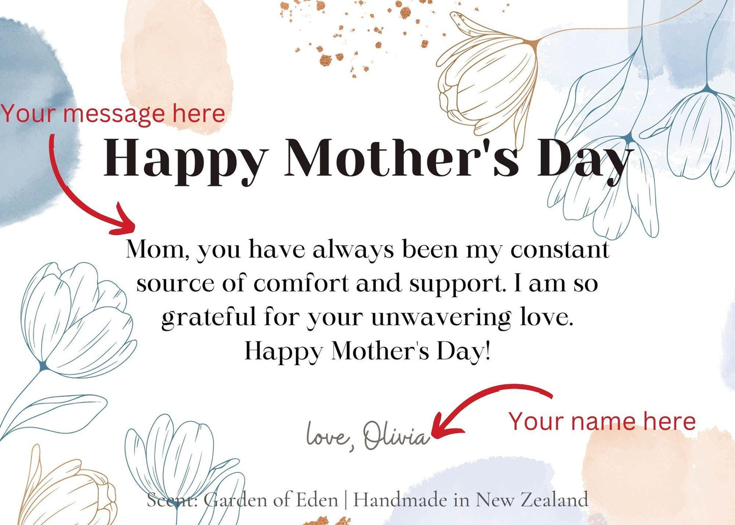 Personalised Watercolor Happy Mother's Day Candle - Personalized Gifts - anyengarden