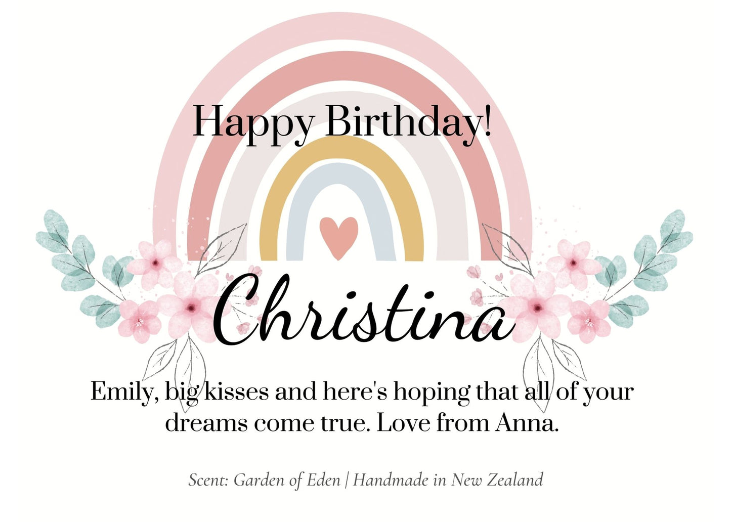 Birthday Gift Personalized Rainbow Name Candle