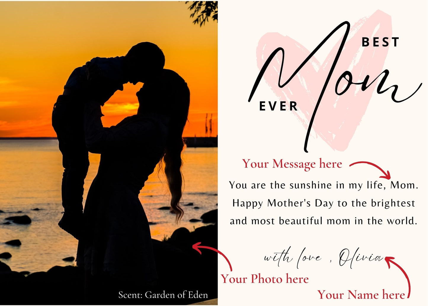 Personalised Photo "Best Mom ever "Candle- Personalized Gifts