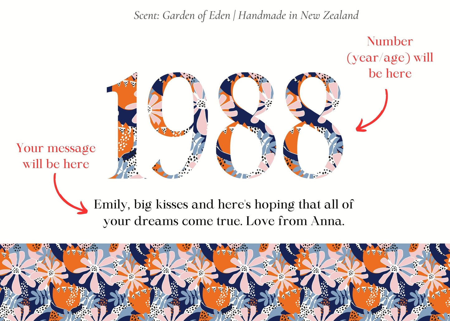 Personalised Birth Year Floral Candle