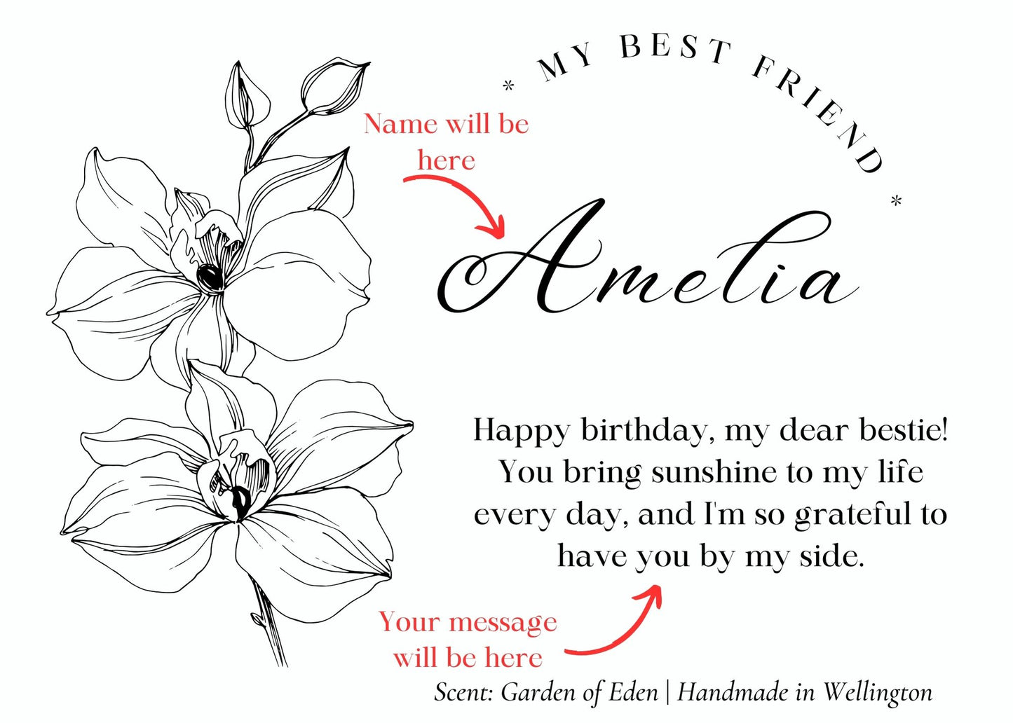 Best friend Birthday Gift Personalized Floral Name Candle