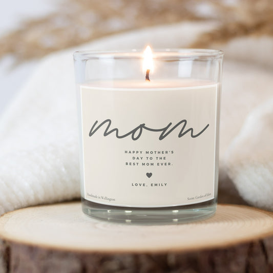 Happy mother's day, gift for mom, unique gift, special gift, MOM, message for mom, candle gift, customized gift, personalized gift, minimalist, handwriting