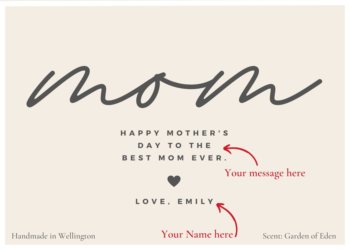Personalised Minimalist handwriting "MOM" Candle - Personalized Gifts
