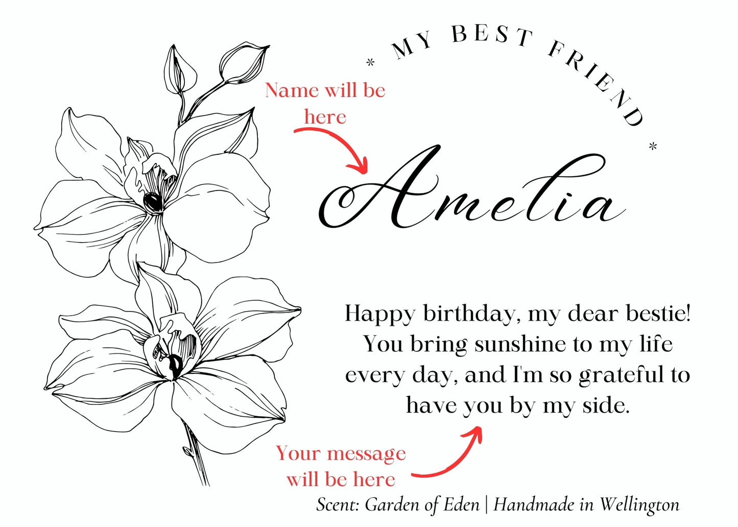 Birthday Gift Personalized Floral Name Candle