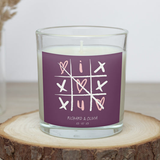 Tic Tac Toe Personalized Name-Date Candle