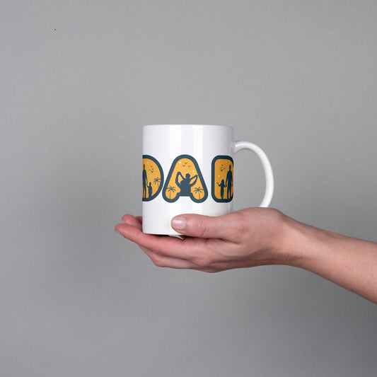 Celebrate fatherhood with this DAD mug featuring a touching dad-and-baby design. Ceramic, microwave & dishwasher safe. Perfect for Father’s Day or new dads.ad mug with baby design, father and baby coffee mug, new dad gift mug, fatherhood coffee cup, dad holding baby ceramic mug