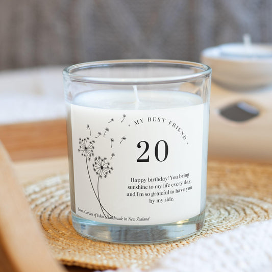 Happy birthday, birthday gift, personalized gift, gift for kid, gift for her, gift for best friend, gift for friend, dandelion flower, candle, coconut candle