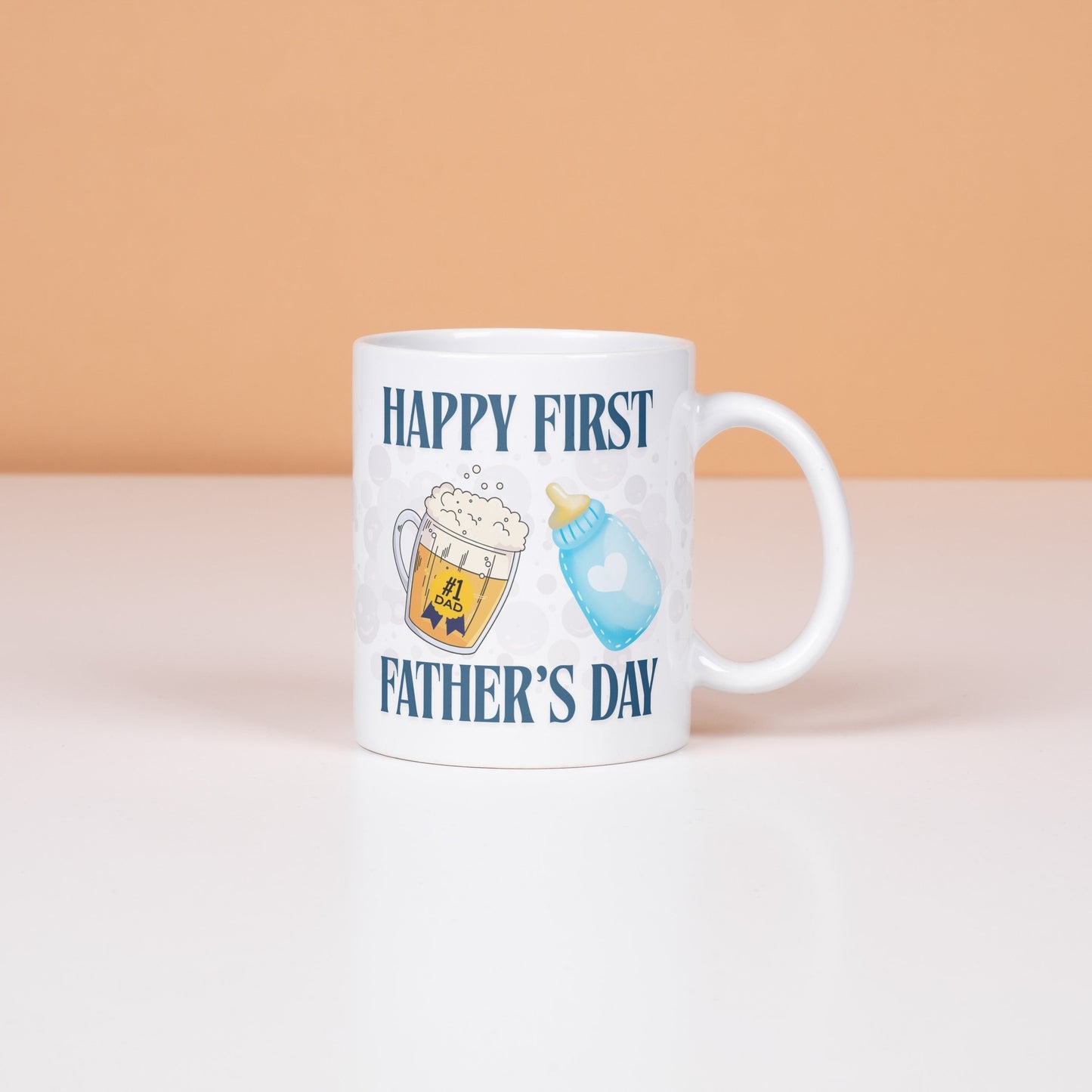 Celebrate his first Father’s Day with this beer and baby bottle mug. Perfect new dad gift. Durable ceramic, microwave & dishwasher safe. first father’s day mug, new dad gift coffee cup, beer and baby bottle mug, father’s day gift for new dads, funny new father mug