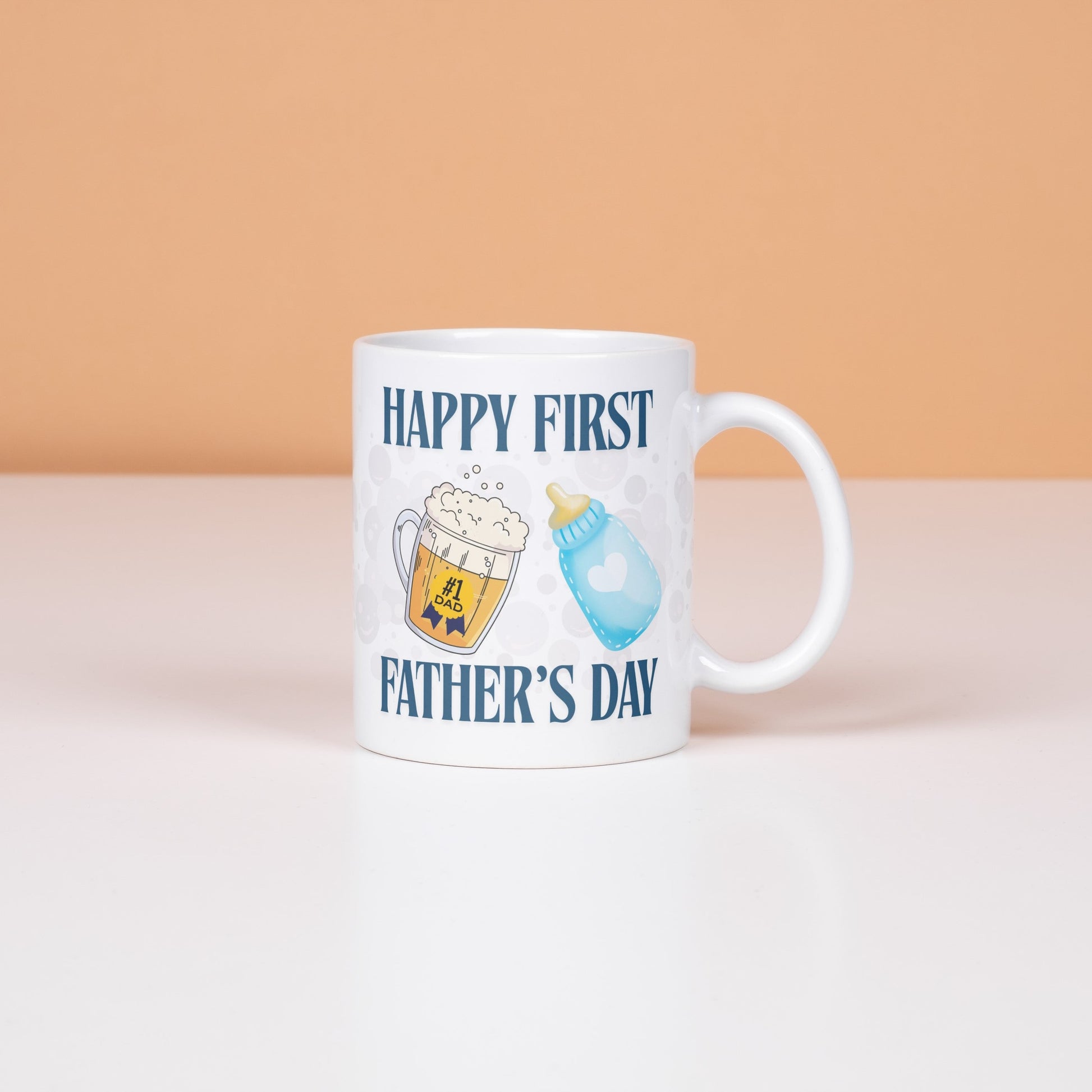 Celebrate his first Father’s Day with this beer and baby bottle mug. Perfect new dad gift. Durable ceramic, microwave & dishwasher safe. first father’s day mug, new dad gift coffee cup, beer and baby bottle mug, father’s day gift for new dads, funny new father mug