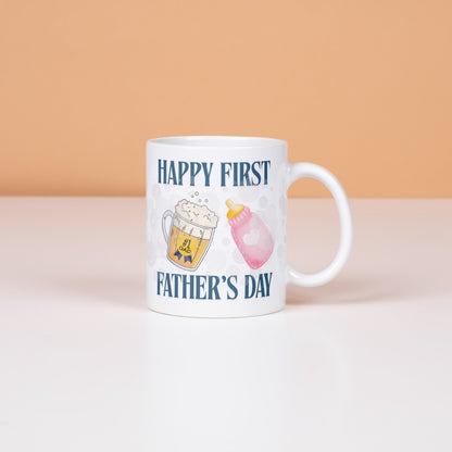 first father’s day mug, new dad gift coffee cup, beer and baby bottle mug, father’s day gift for new dads, funny new father mug. Celebrate his first Father’s Day with this beer and baby bottle mug. Perfect new dad gift. Durable ceramic, microwave & dishwasher safe.