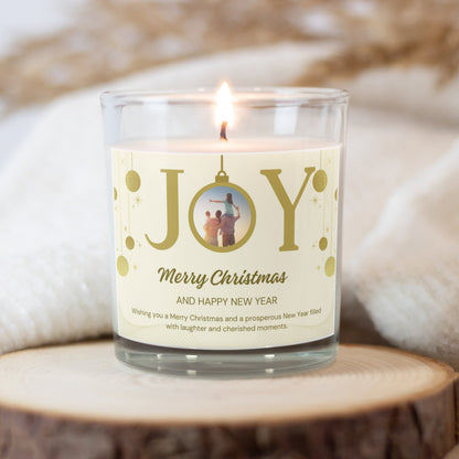 JOY Personalized Photo Christmas Candles