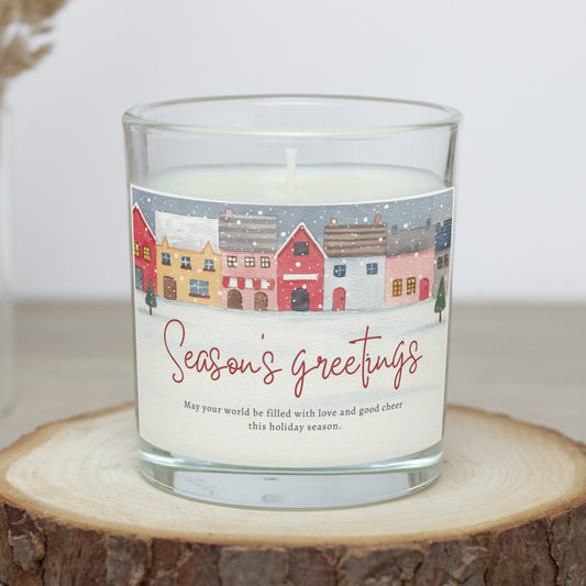 Season's Greeting Personalized Christmas Candles