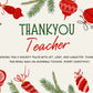 "Thank You Teacher" Christmas Personalized Photo Candles