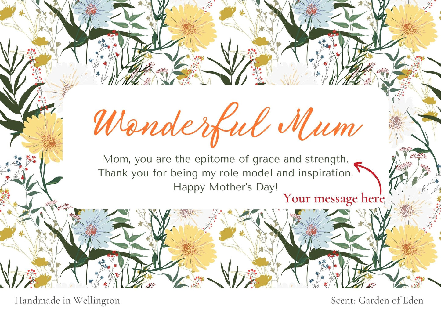 Personalised Floral "Wonderful Mom" Candle - Personalized Gifts