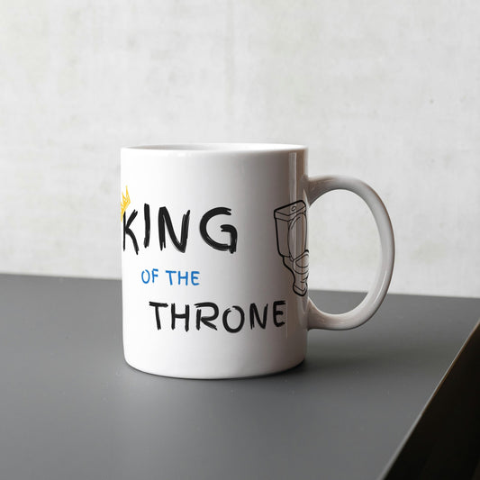 king of the throne mug, funny toilet humor mug, gag gift coffee cup, father’s day funny mug, novelty mug for men

Make him laugh with the KING OF THE THRONE mug featuring a toilet seat graphic. Durable ceramic, microwave & dishwasher safe. Perfect gag gift for men.